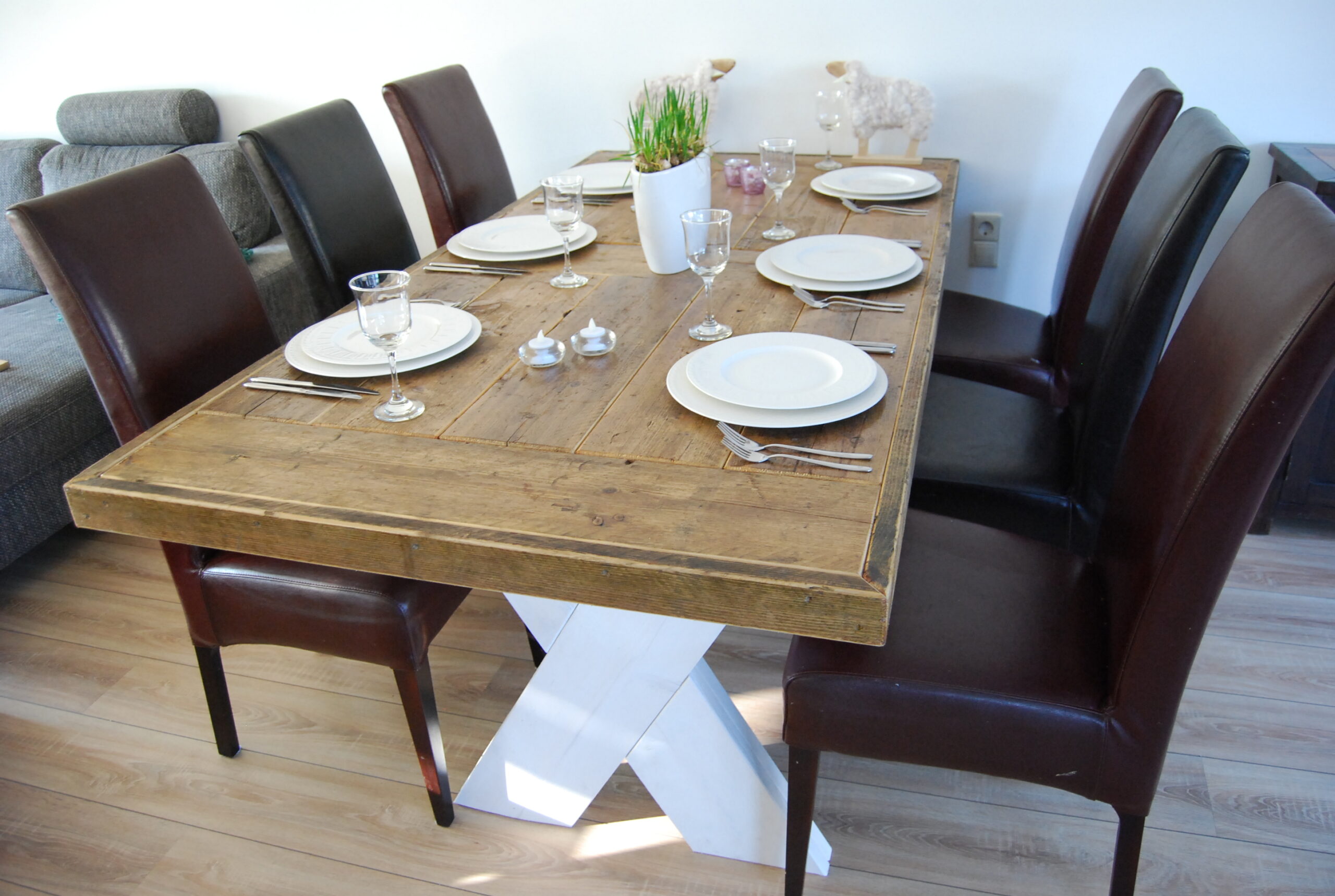 tafel steigerhout white wash kruispoot