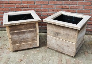 Plantenbak oud/ gebruikt steigerhout 40x40x45