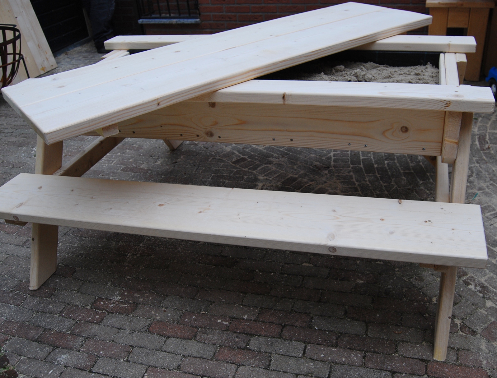 Picknicktafel zandbak steigerhout