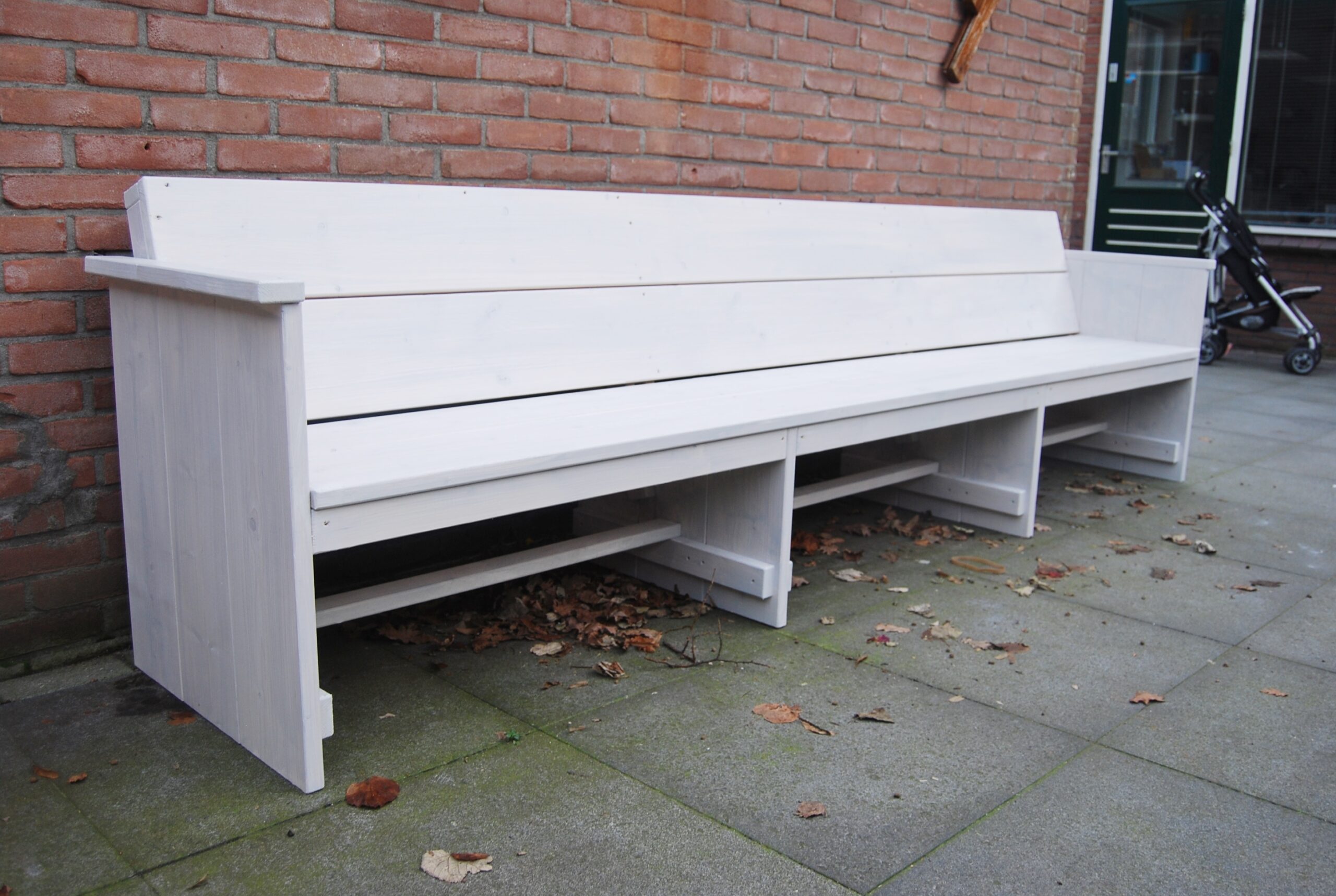 Tuinbank steigerhout white wash