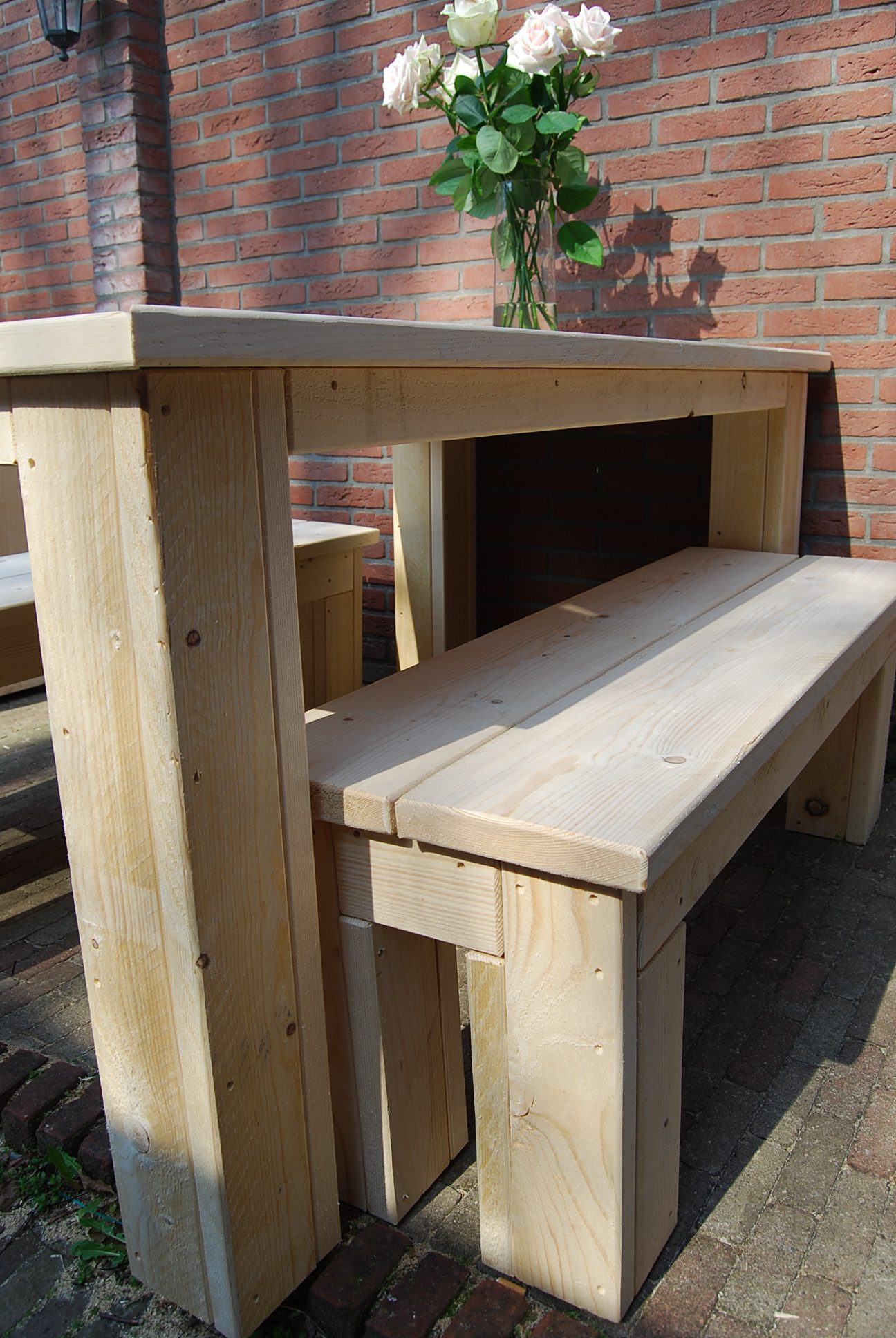 Tafel blokpoot steigerhout
