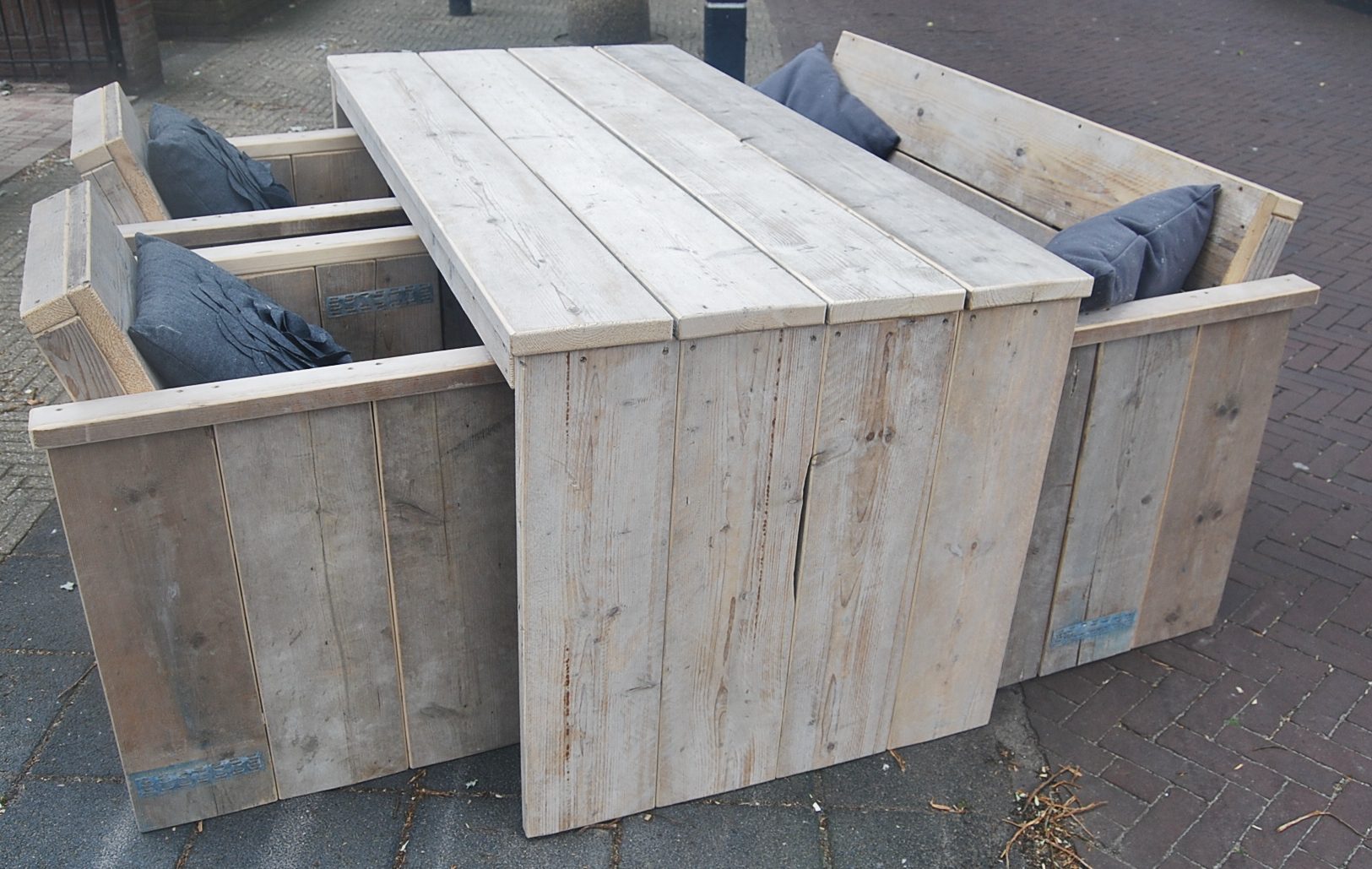 Tafel u-vorm dichte zijkanten gebruikt steigerhout